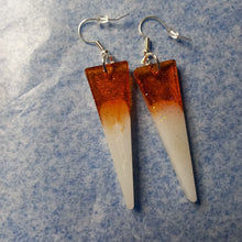 Load image into Gallery viewer, Orange and White Triangle Earrings l LeMcK Design Studio
