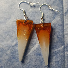 Load image into Gallery viewer, Orange and White Triangle Earrings l LeMcK Design Studio
